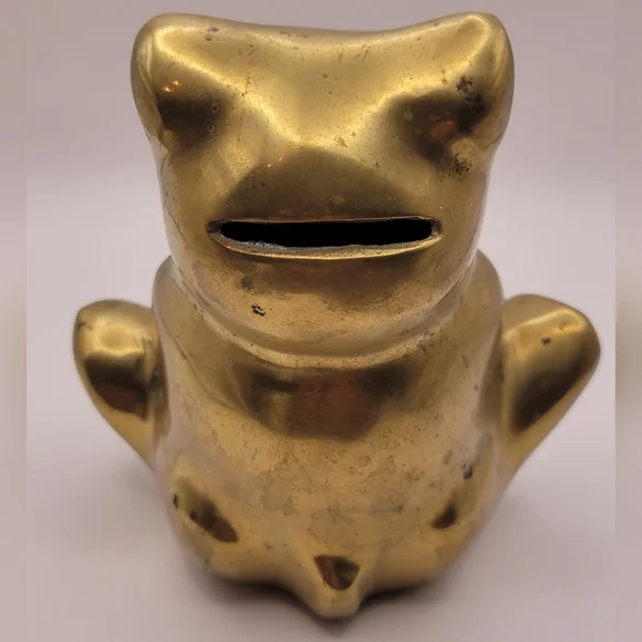 Vintage Brass Panda/Cat Bear Bank. - Picture 4 of 7